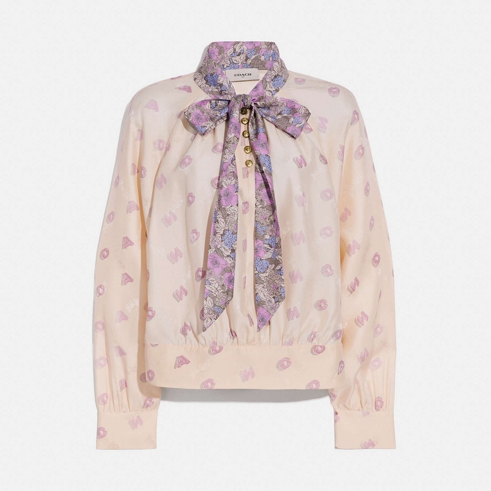 Coach silk tie neck blouse size 0